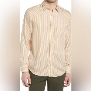 NN07 Errico Stripe Button-Up Shirt, NWT.  beige/white striped.  Large